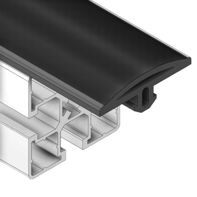 61-080-0 MODULAR SOLUTIONS PVC COVER PROFILE<br>ROUNDED RUBBER W/RIDGES, CUT TO ANY LENGTH PRICE / METER SHOWN